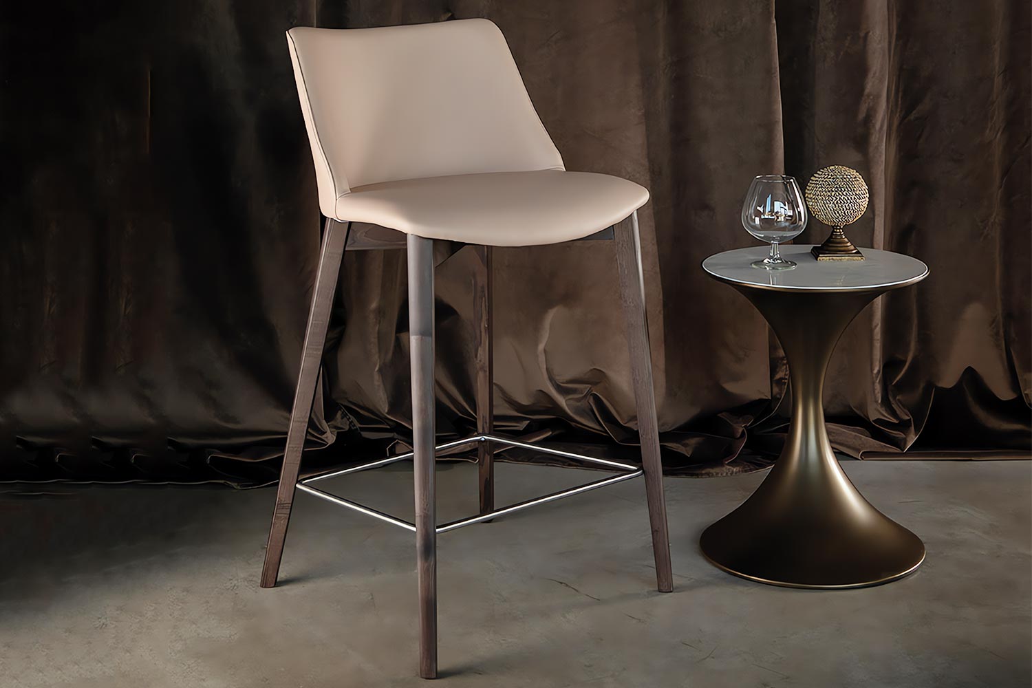 Agata Wood Bar Stool