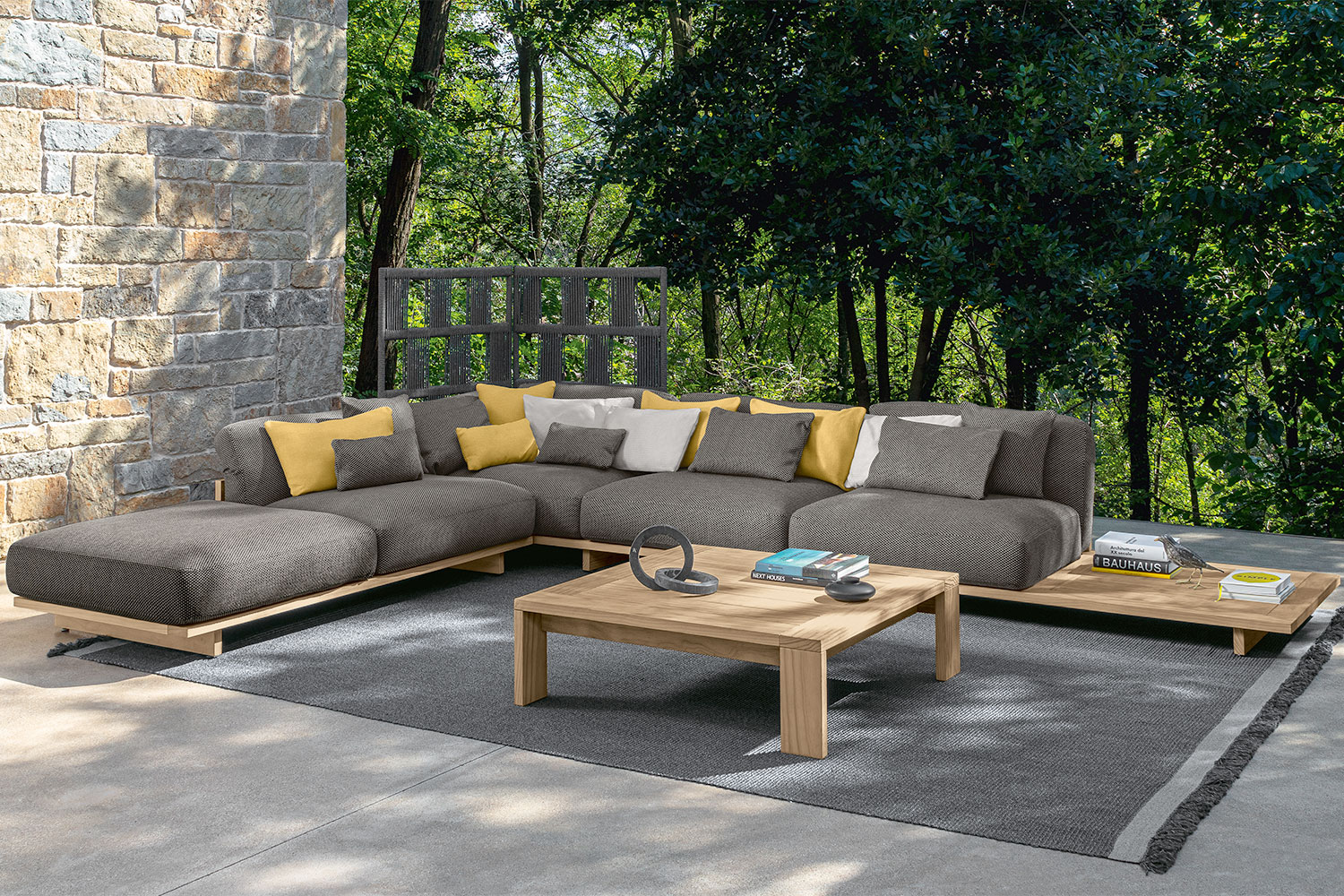 Argo Wood Corner Sectional Sofa with Peninsula