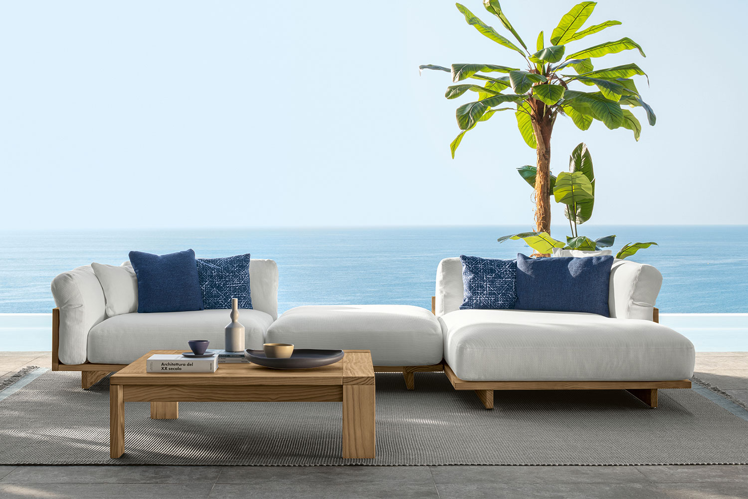 Argo Wood Sectional Sofa with Chaise Comp. A