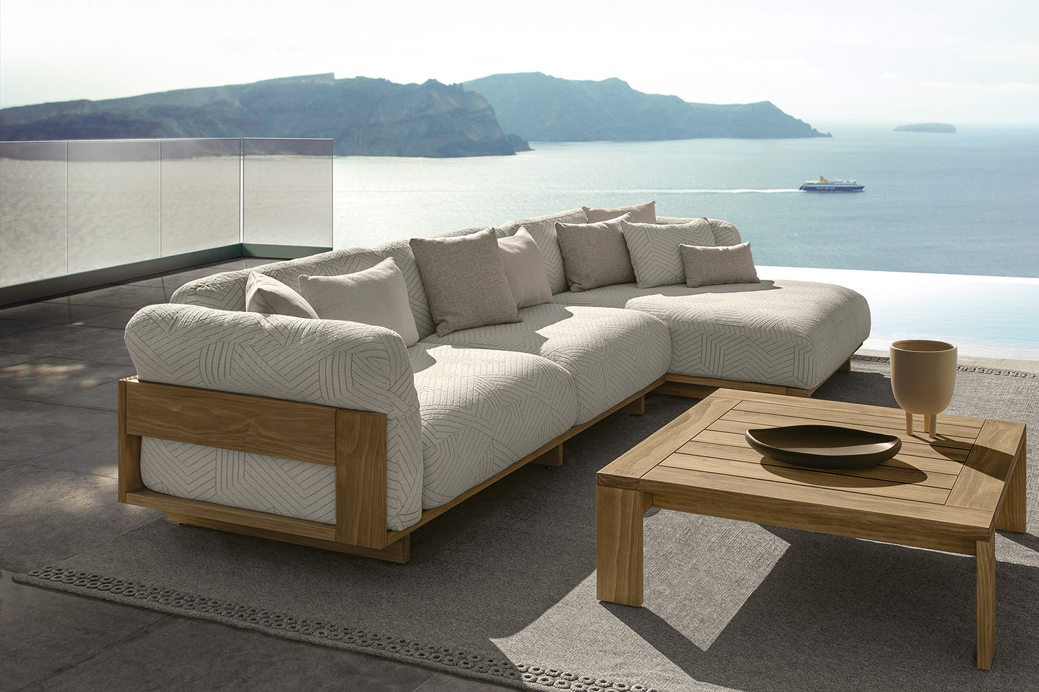 Argo Wood Sectional Sofa with Chaise Comp. B
