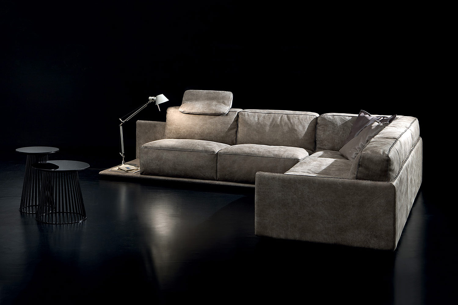 Border Corner Sectional Sofa with Shelf