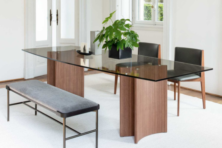 Alan Glass Double Pedestal Dining Table