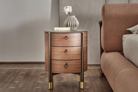 Bayus 3-Drawer Round Nightstand