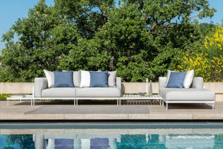 Cleo Alu Chaise Sectional with Table