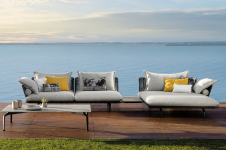 Cruise Alu Chaise Sectional Sofa with Table