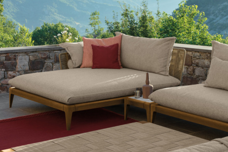 Cruise Teak Chaise Sectional Sofa with Table
