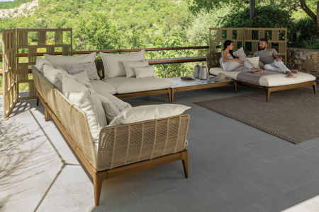 Cruise Teak J-Shape Sectional Sofa