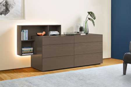 Domino Night Dresser with Shelves