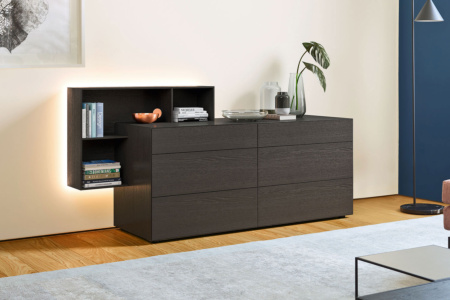 Domino Night Dresser with Shelves