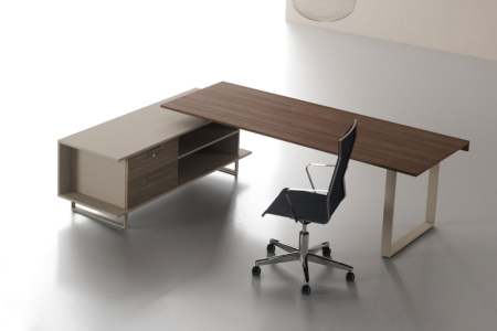 Essence Office Desk with 2-Drawer Credenza