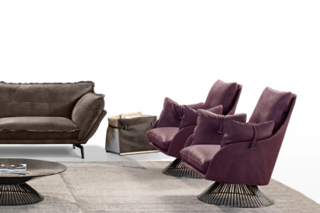 Gloss Upholstered Swivel Armchair