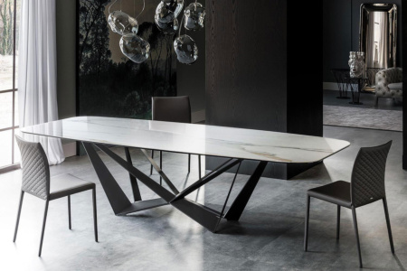 Skorpio Keramik Golden Calacatta Dining Table Quickship