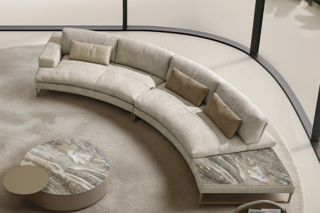 Sunset Curved Sectional Sofa with End Table