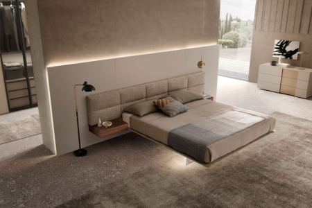 Wing Capitone Bed with Nightstands