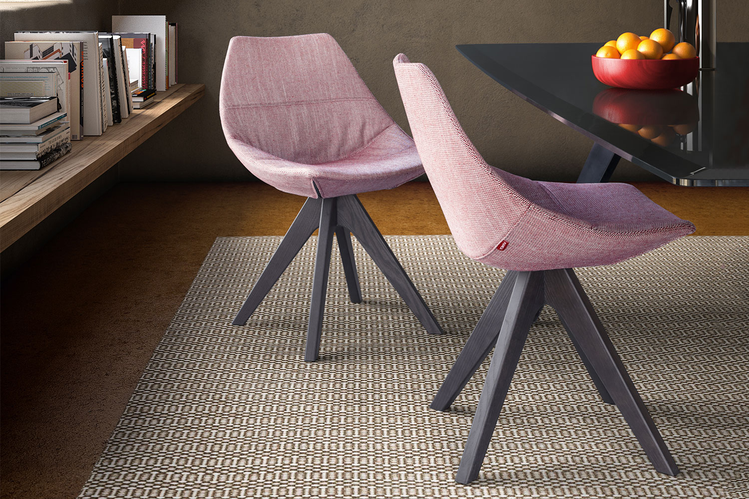 Gamma Upholstered Dining Chair with Wooden Base