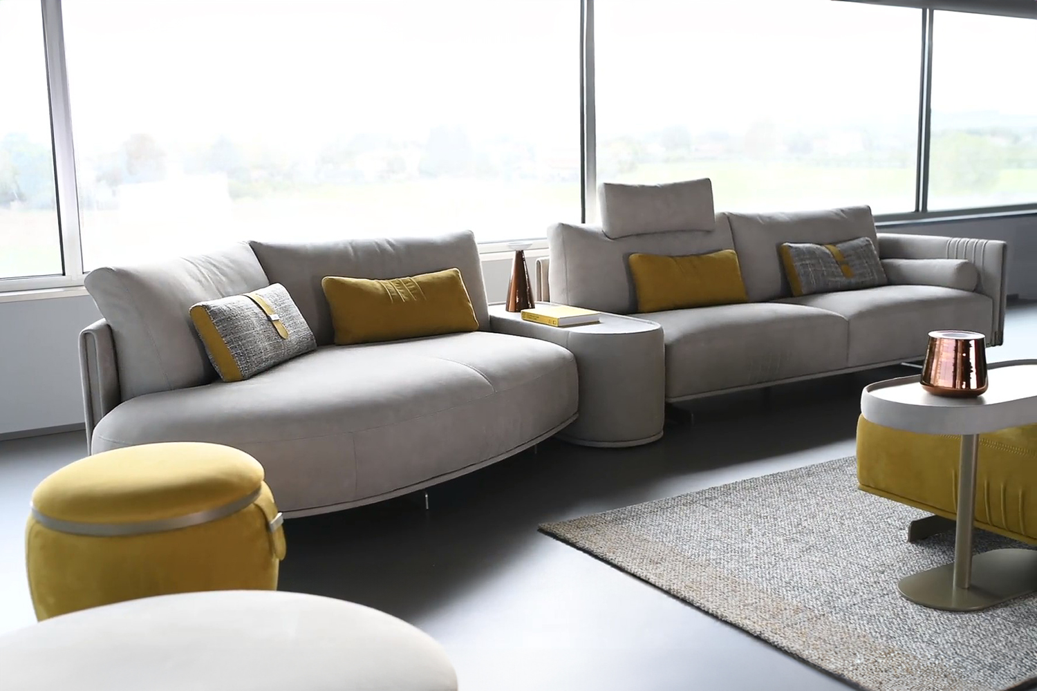 GMM Philly Angled Sectional Sofa with Table