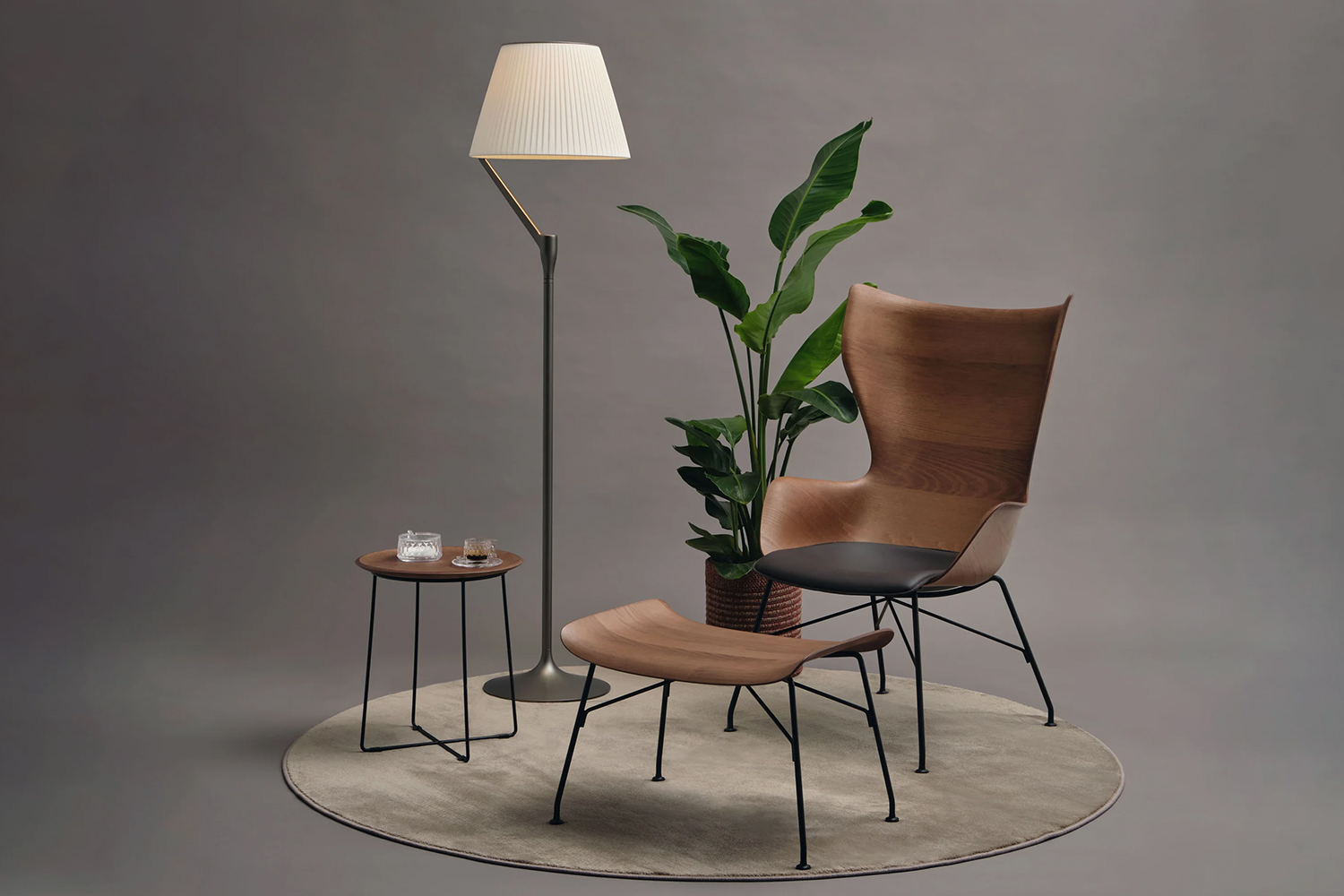 K/Wood Leather Lounge Chair