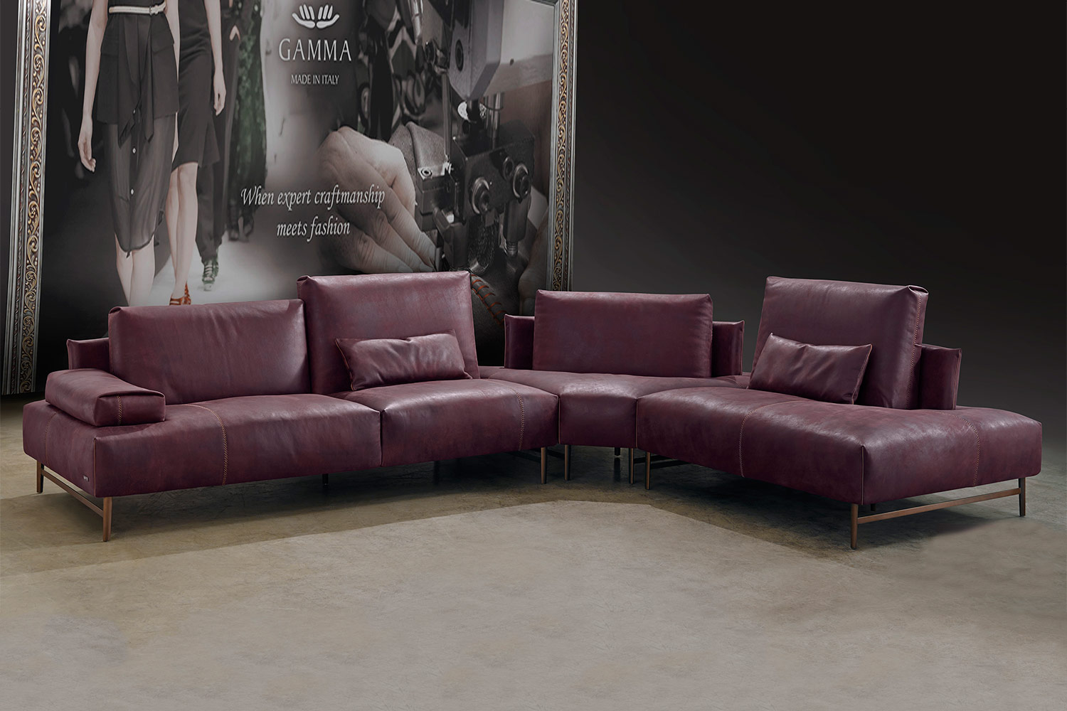 Saks Round Corner Sectional Sofa with Peninsula