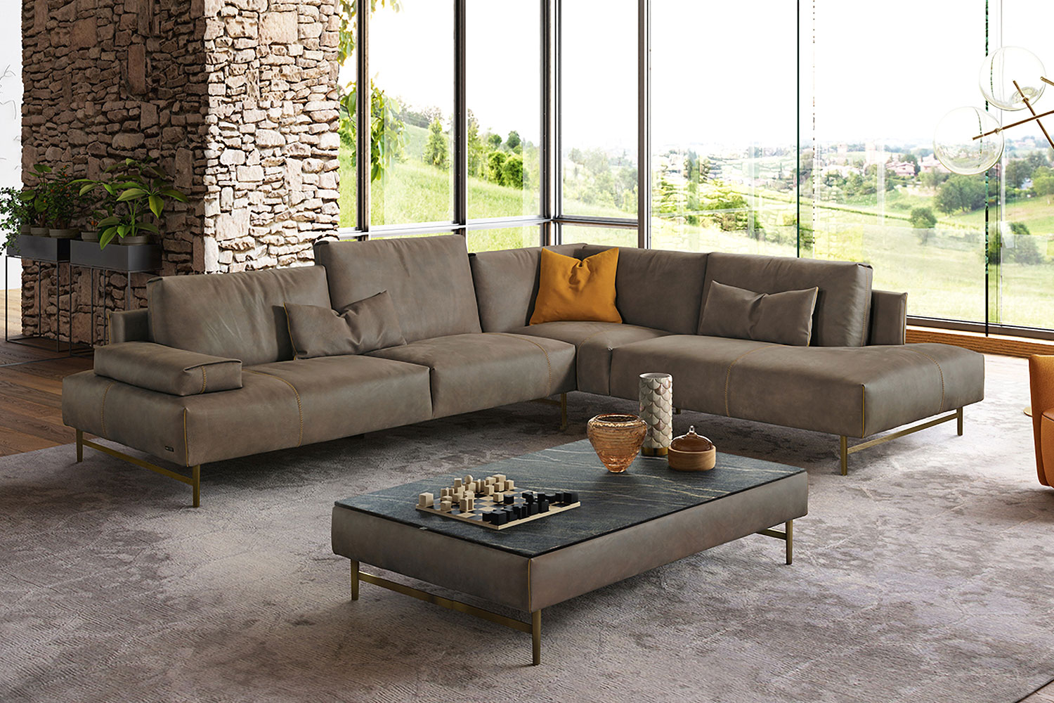Saks Corner Sectional Sofa with Peninsula