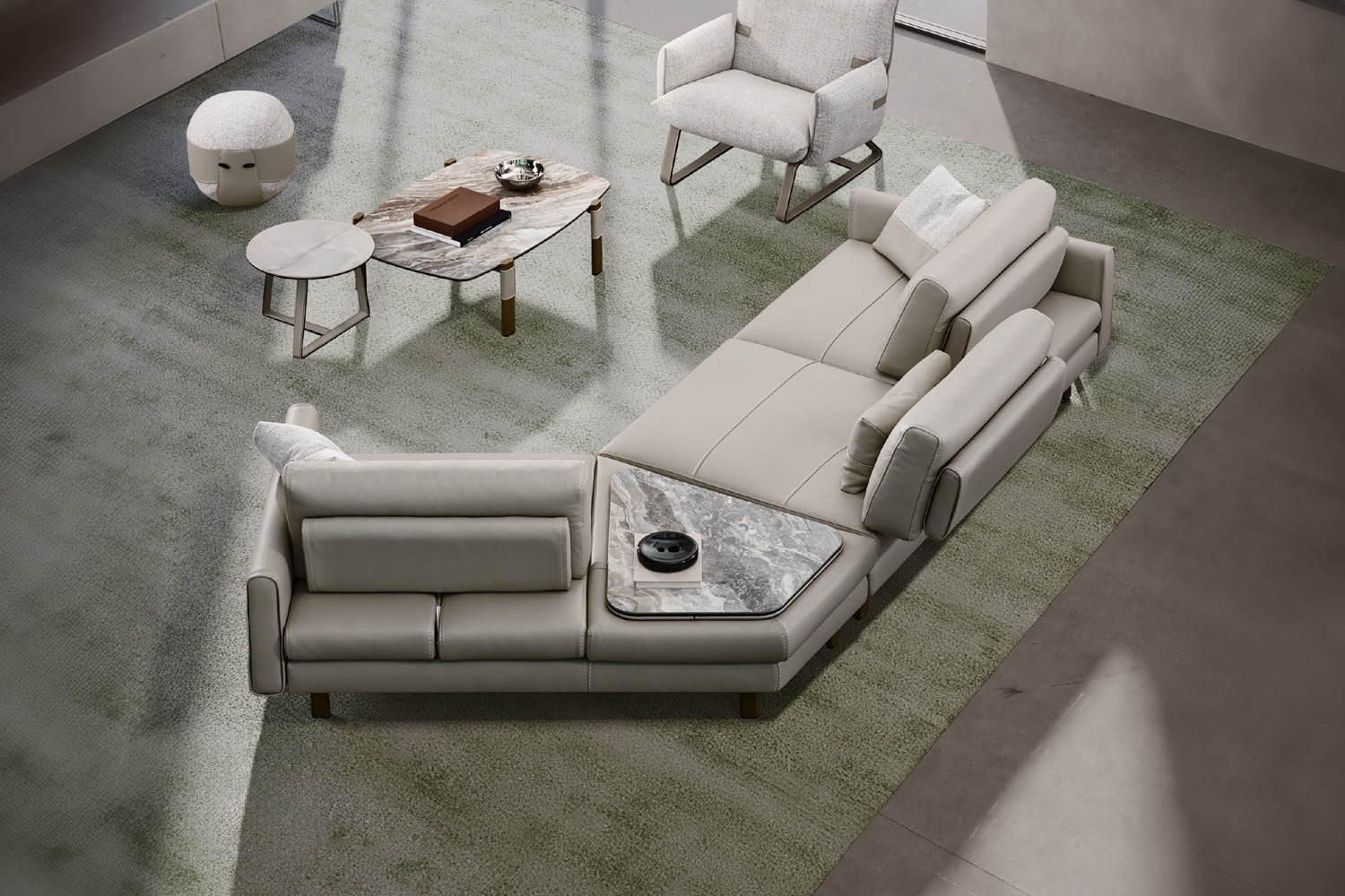 Summer Angled Sectional Sofa with Table