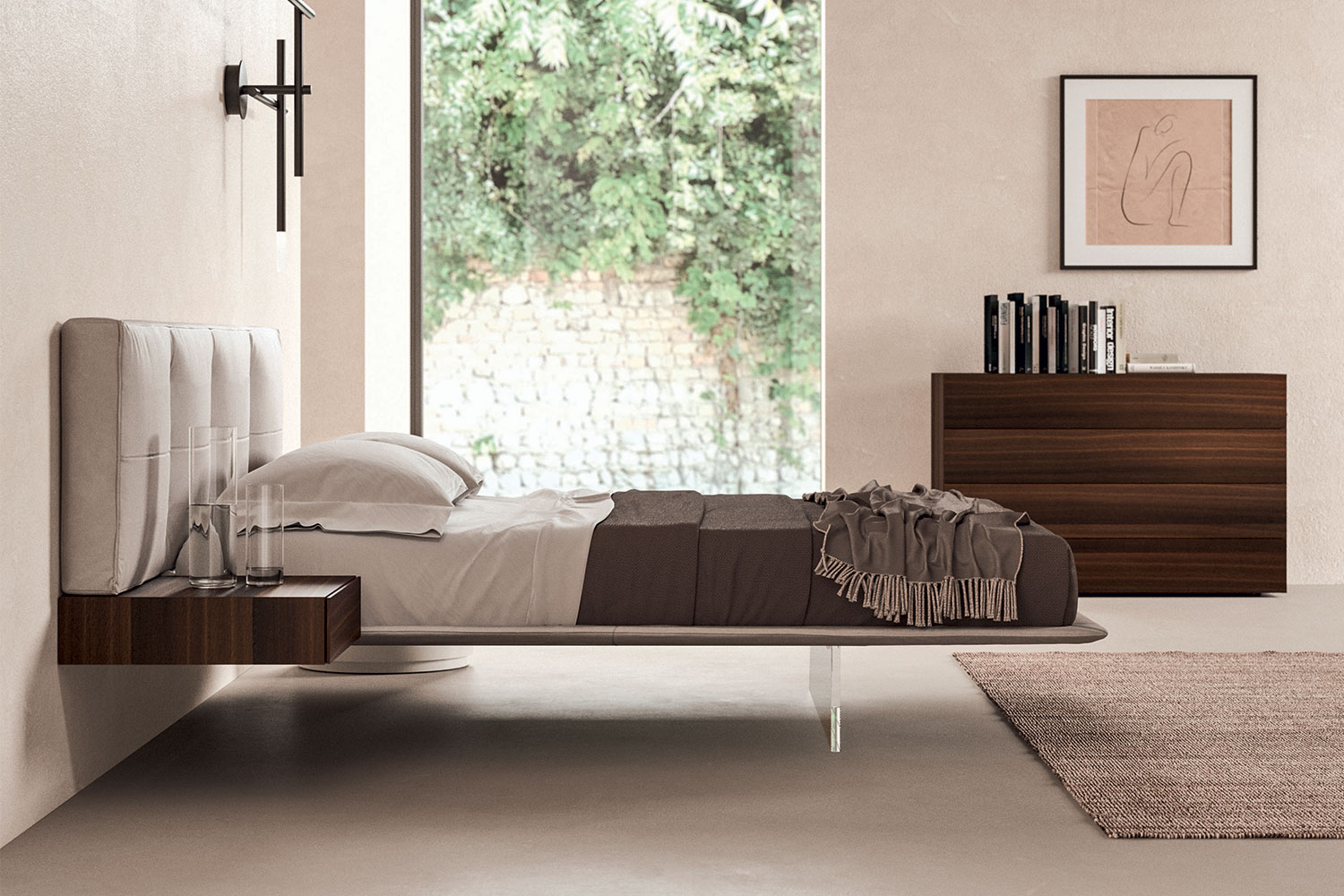 Wing Bed with Single Nightstand