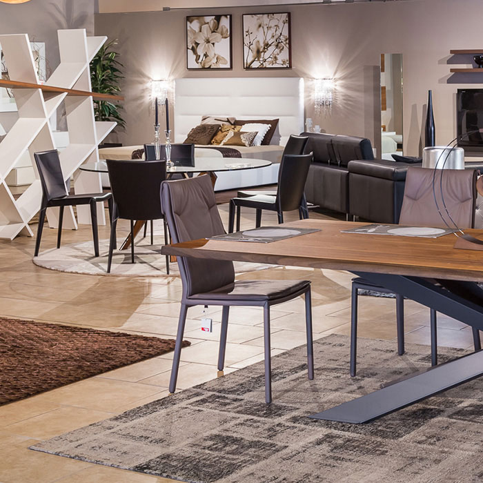 Spyder wood table in our showroom